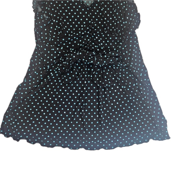 Cocomo Woman Blouse Womens 1X Black Green Polka Dots Casual Career Flowy Top - Picture 3 of 9